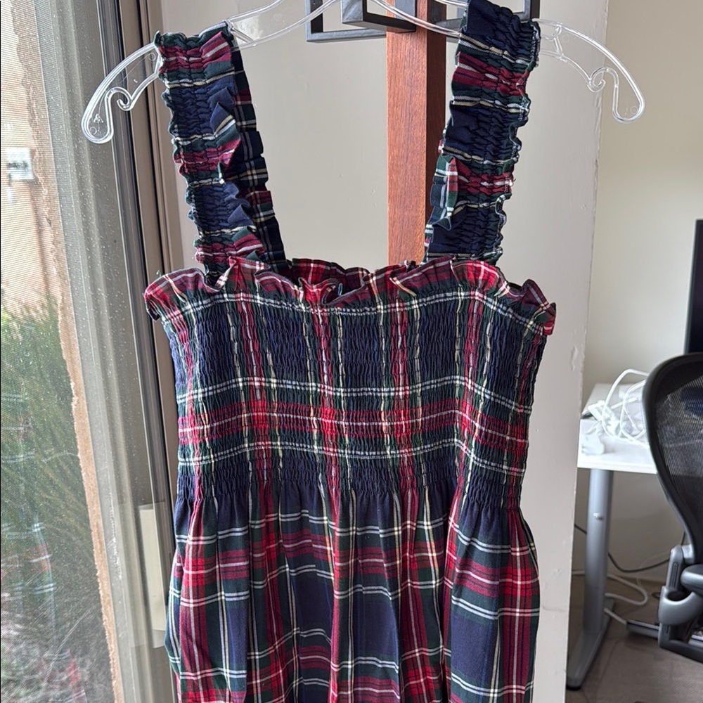 Hill House Red and Green Ruffled Smocked Sundress